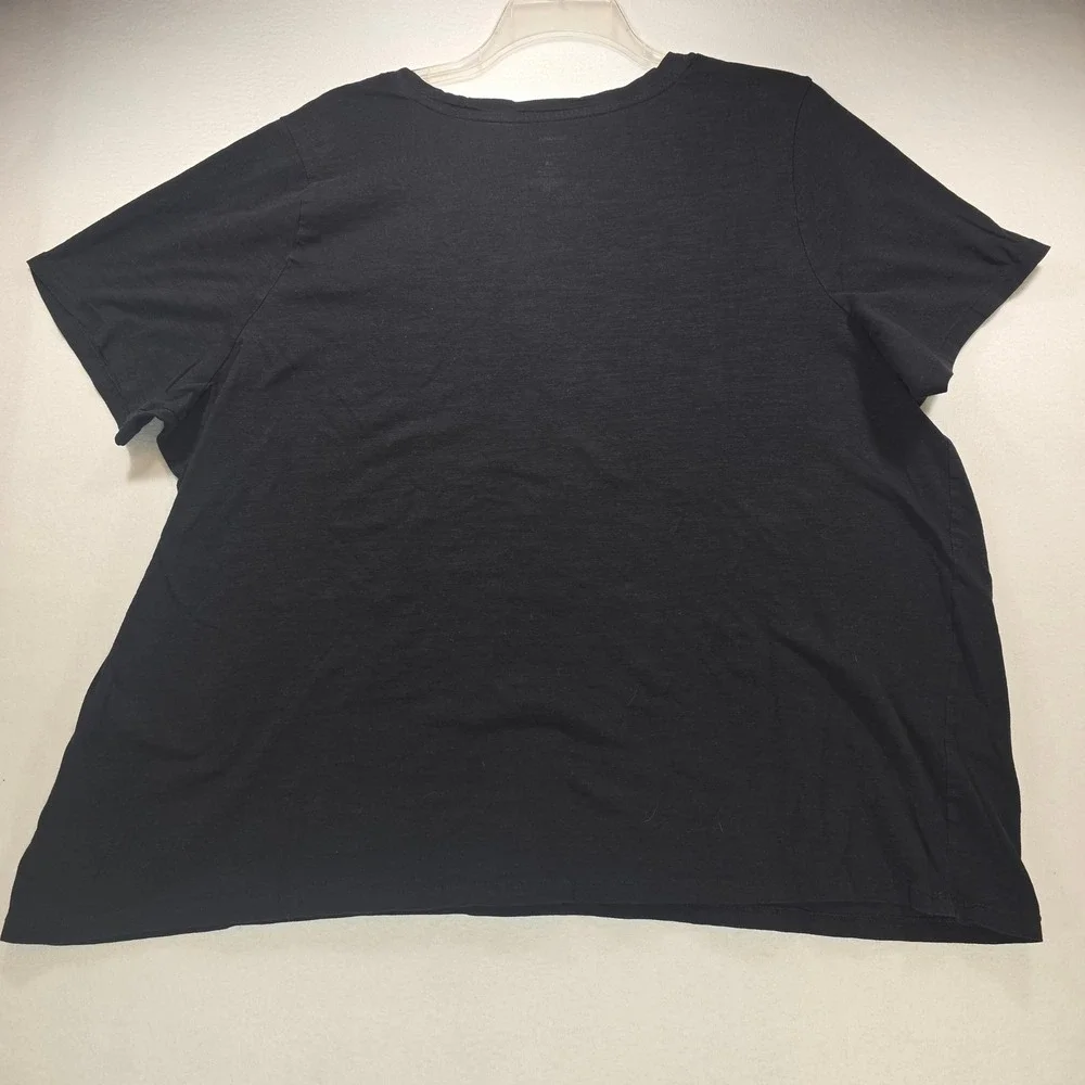 Sonoma Goods For Life Women Black Everyday Tee V-Neck Cotton Plus Size 2X - Picture 2 of 7